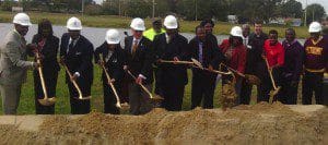 Elected officials of the City and County, Walmart representatives and members of the Clergy break ground on the new Walmart Neighborhood Market, November 16, 2012 (Photo: L. Robinson/WONO)
