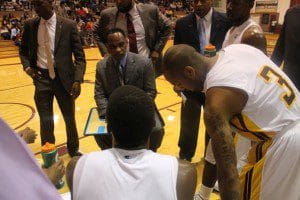 B-CU Men's Head Coach Gravelle Craig emphasizes the importance of finishing strong.  Karsceal Turner-WONO