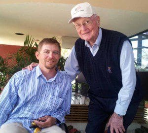 William C. Criswell (r), Founder and Chairman of 'Home At Last' chats with Retired U.S. Army Staff Sergeant Jeffery Kelly, March 13, 2013. (Photo: WONO)