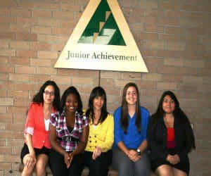 Operations Transportation team, l-r: Yannifer Castillo, Evans High School; Malyssa Johnson, Oak Ridge High School; Maria Camacho, VP Program Management at Wyndham Vacation Ownership; Gabriella Lopez, Dr. Phillips High School and Geraldin Siriany from Freedom High School  