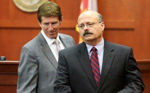 Prosecutor Bernie De La Rionda (foreground) and defense attorney Mark O'Mara. 