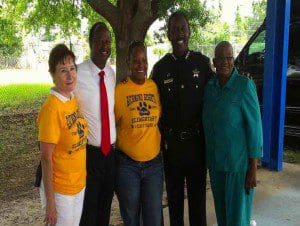 l-r: Asst. Principal Diane Knight, City Commissioner Sam Ings, Principal Lynn Thompson, Orange County Sheriff Jerry Demings, School Board Member, Kat Gordon, June 1, 2013
