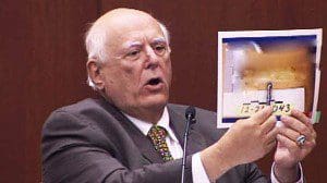 Dr. Vincent Di Maio, forensic pathologist testifies during the George Zimmerman second-degree murder trial, Seminole County Courthouse, July 9th 2013. (Image: Facebook-WFTV)