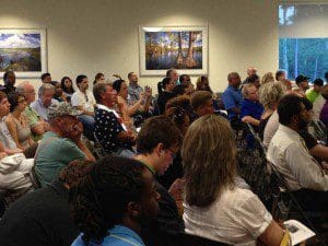 A section of the "Workers' Rights Town Hall' listens attentively to U.S. Rep. Alan Grayson, at Barry University School of Law, Orlando, July 29, 2013. (Photo: WONO)