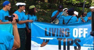 Restaurant workers call on Darden Restaurants to pay a livable wage and benefits to its workers, Peabody Hotel, 9801 International Drive, Orlando, September 18, 2013. (Photo: WONO)