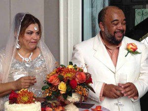 Derrick and Sharon Wallace listen to the many toasts, after exchanging their vows at the couple's home, 254 S. Ortman Drive, Orlando, FL 32811, on November, 16, 2013. (Photo: WONO)