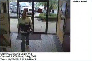 Surveillance still of Jones entering bank