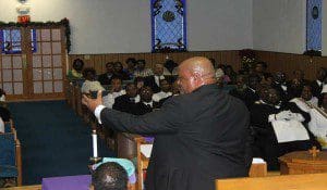 Rev. David Bryant Sr., speaks during St. Johns Day at Shiloh A.M.E. Church in Mims. (Photo: K. Turner/WONO) 