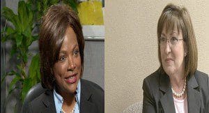 Orange County mayoral candidate Val Demings (l) Mayor Teresa Jacobs (r)