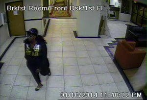 Video still of one of the female robbers (OPD)