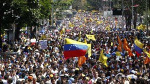 Demonstrators protest against Venezuelan President Nicolas Maduro's government in Caracas (Photo courtesy: presstv.ir)
