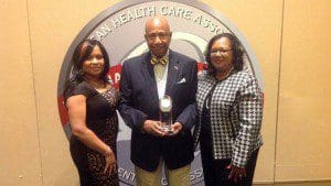 Guardian Care stakeholders pictured at National American Health Care Association Award Ceremony (L-R) Julien Gordon, Director of  Nursing, Dr. Alzo Reddick, Chair, Board of Directors, Eloise Abrahams, RN, NHA, Administrator.