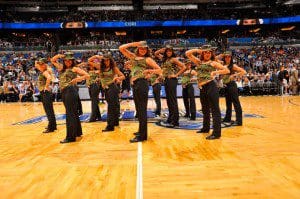 The Orlando Magic Dancers perform a military-themed routine on Nov. 7 as part of the Magic’s Seats for Soldiers Night presented by Harris Corporation. Photo taken by Gary Bassing.