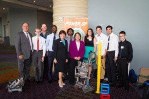 Orange County Mayor Teresa Jacobs joined staff from the OCPS Tech Centers and students from Timber Creek High School at the Florida Simulation Summit held at the Orange County Convention Center on Sept. 16, 2015. 