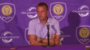Orlando City coach Jason Kreis speaks to media after the team's latest loss, which eliminated OC from the MLS playoffs again.