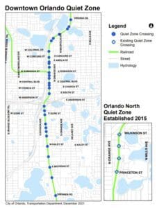 SunRail quiet zones Orlando downtown
