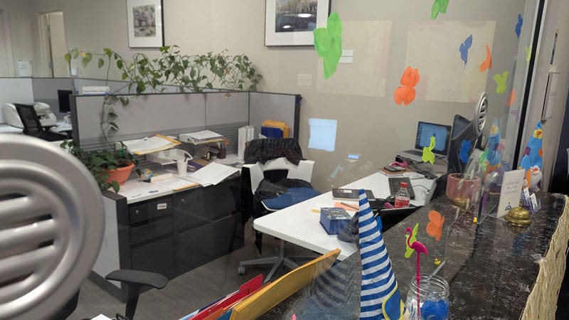 Orlando City Clerk office decorations and empty desk